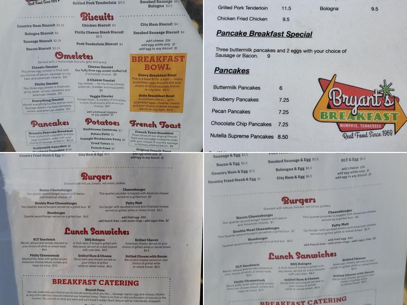 Bryant's Breakfast Menu