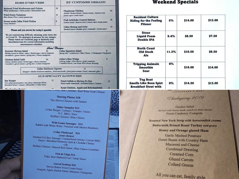 The Cellar Menu