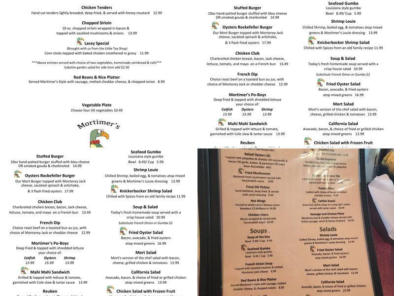 Mortimer's Menu