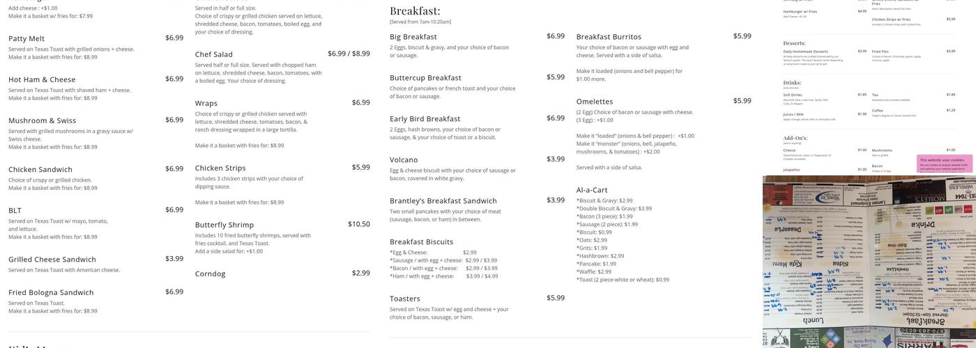 Buttercup's Kitchen Menu