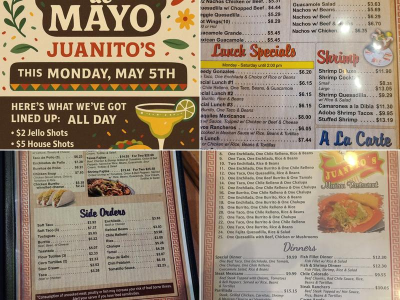 Juanito's Mexican Restaurant Menu