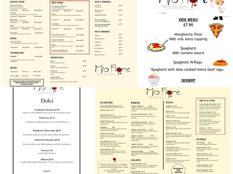 Mio Fiore Cafe - Hungerford Menu