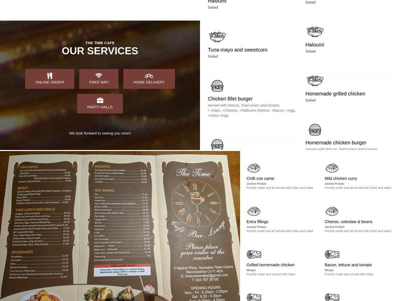 The Time Café & Bar Menu