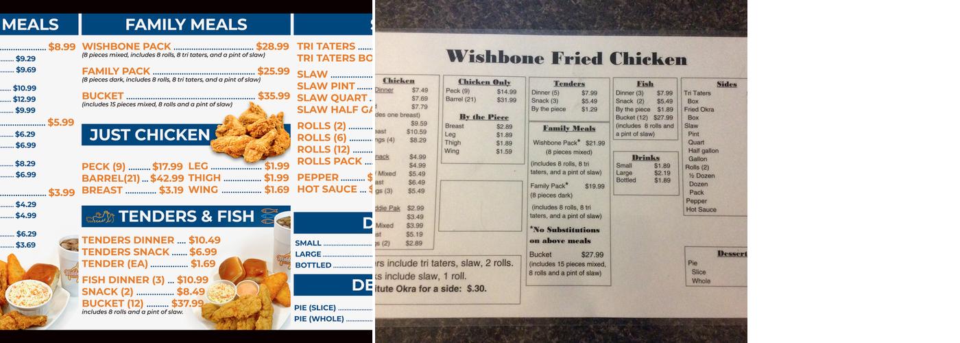 Wishbone Fried Chicken Menu