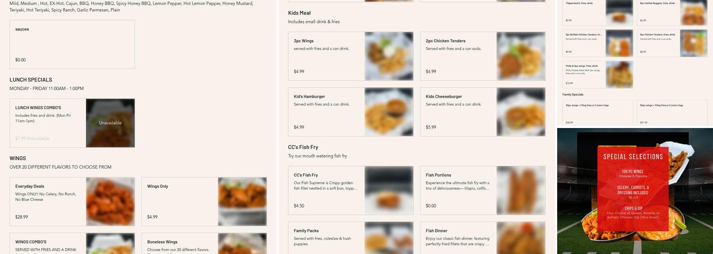 C C's Wings & Things Menu