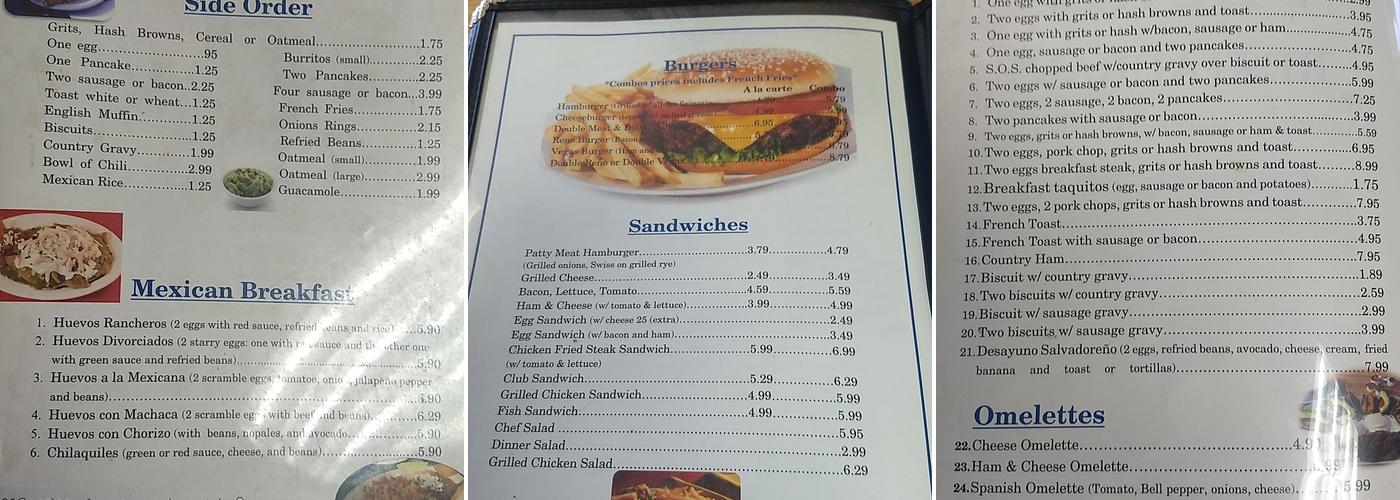 Restaurant Flores Menu