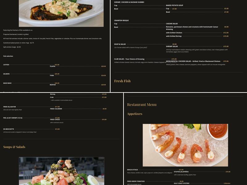 Monument Inn Menu