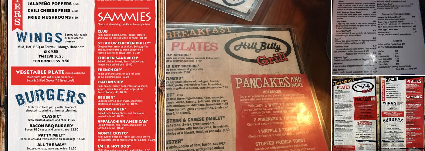 Hillbilly Grill Menu