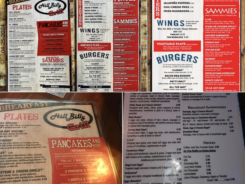 Hillbilly Grill Menu