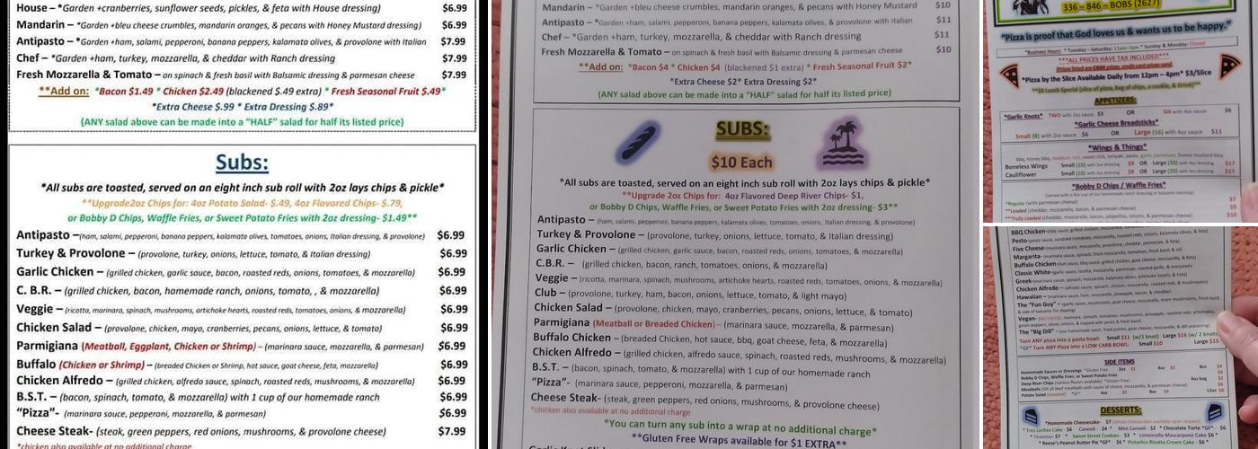 Bobby D's Menu