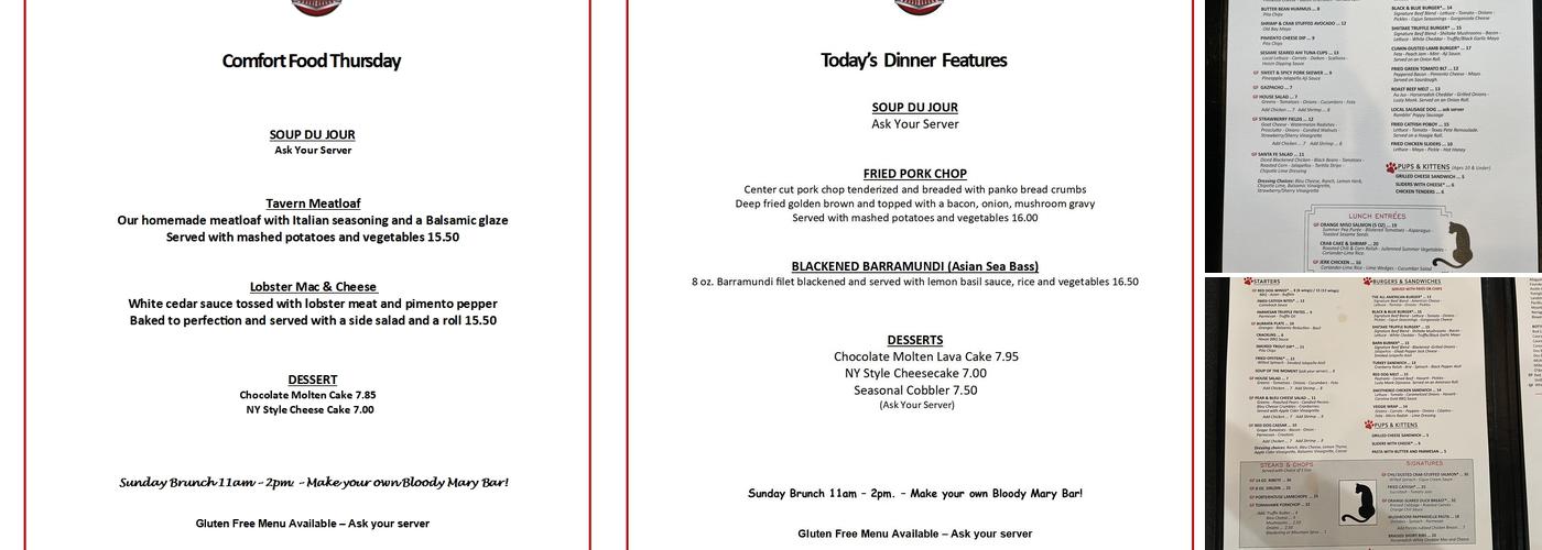 Red Dog Bar & Bistro Menu