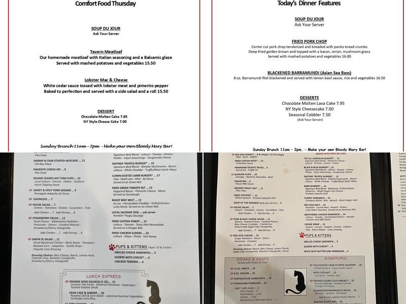 Red Dog Bar & Bistro Menu