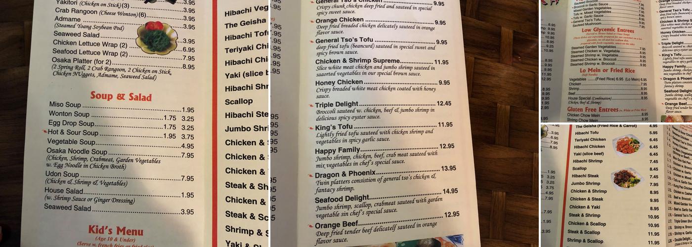 Osaka Menu