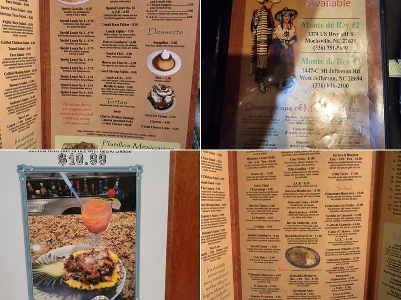 Monte D Rey Menu