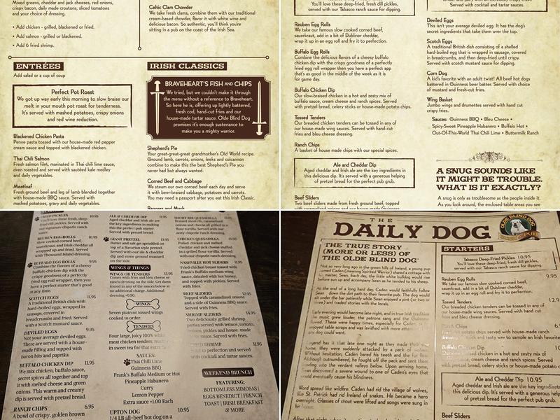 Olde Blind Dog Irish Pub Menu