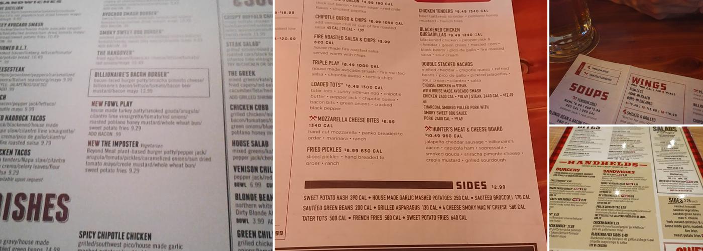 Twin Peaks Menu