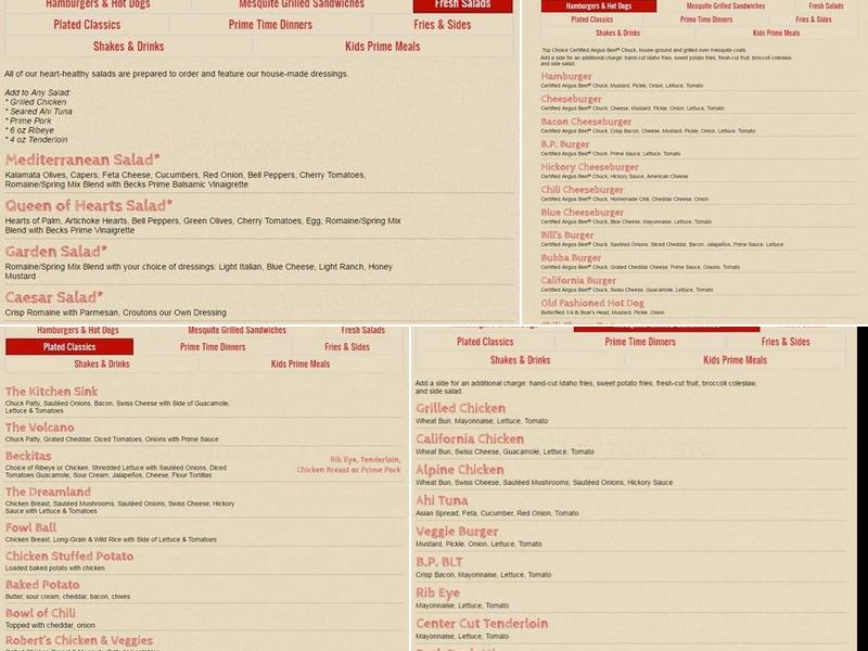 Becks Prime Menu