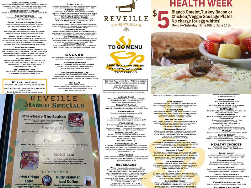 Reveille Cafe Sandy Plains Menu