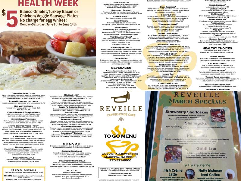 Reveille Cafe Sandy Plains Menu