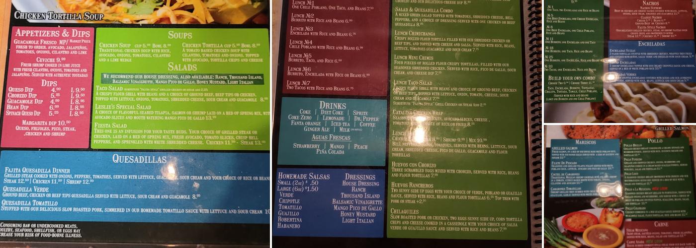 Dos Margaritas - Hickory Flat Menu