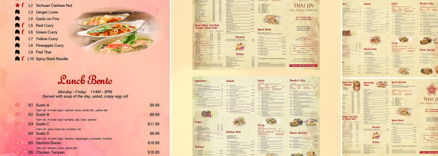 Thai Jin Menu