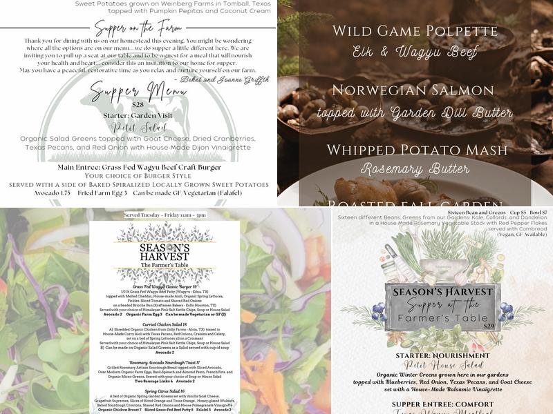 Season's Harvest Cafe Menu