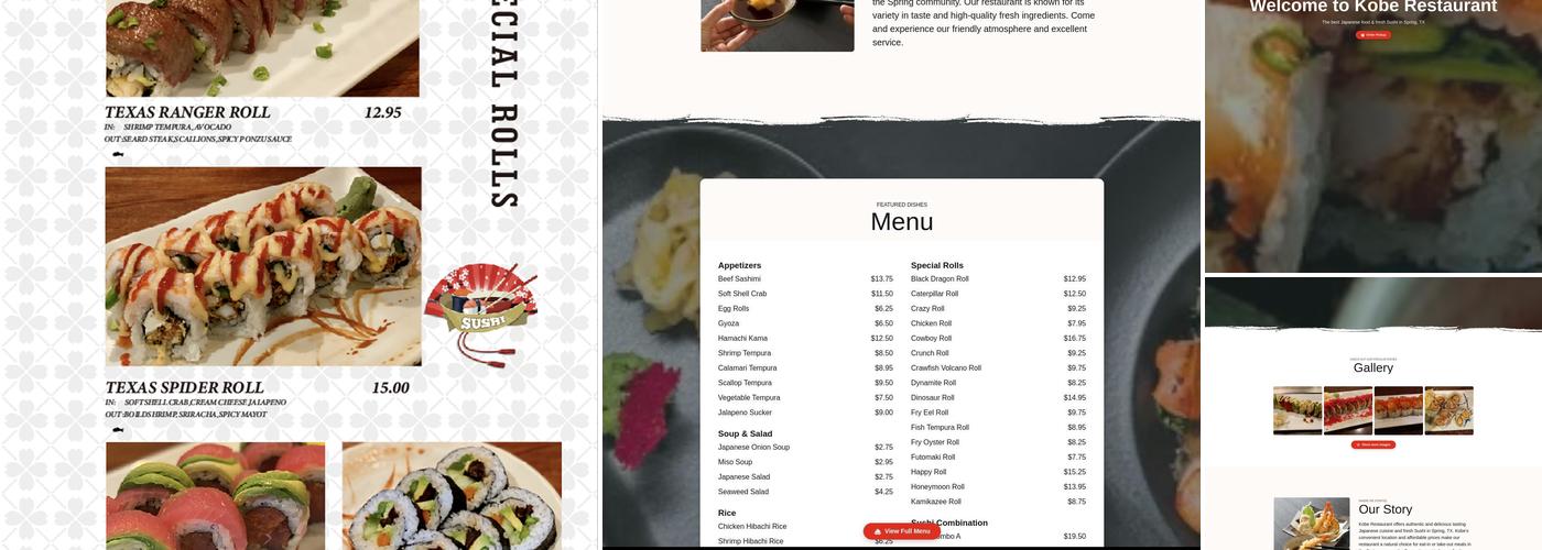 Kobe Japanese Grill and sushi Menu