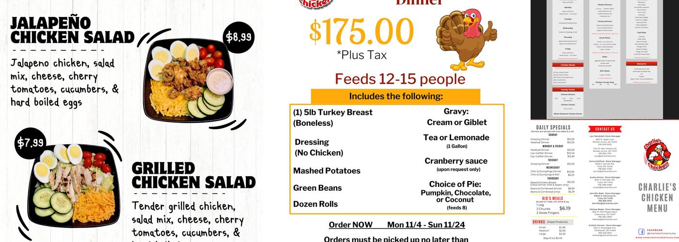 Charlie's Chicken Tahlequah Menu