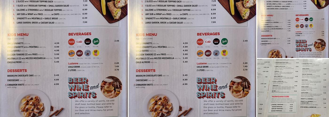 Johnny's New York Style Pizza Menu