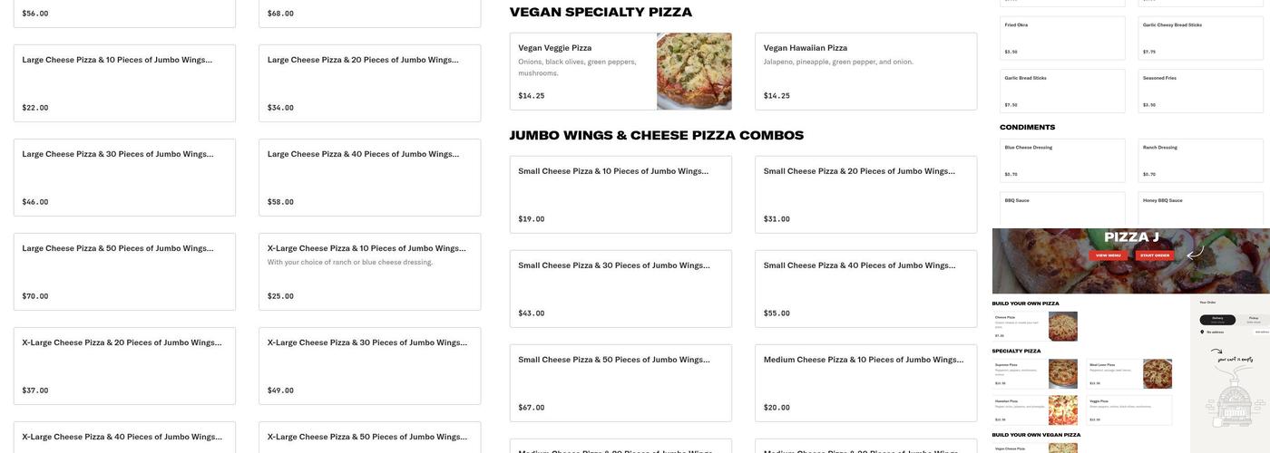 Pizza J Menu