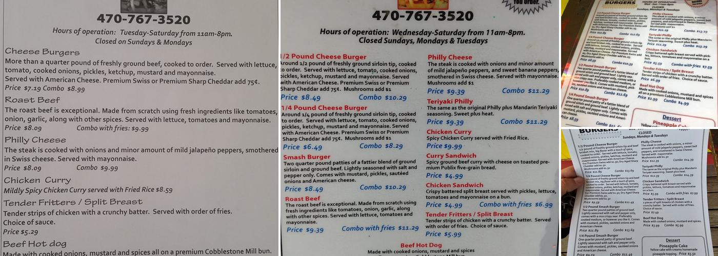 Jerry's Gourmet Burgers Menu