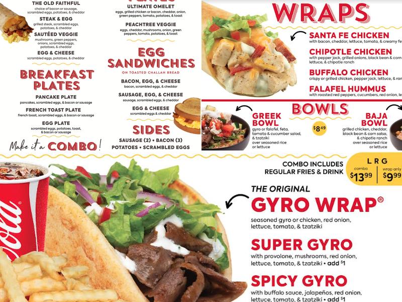 GW GYRO AND WINGS Menu
