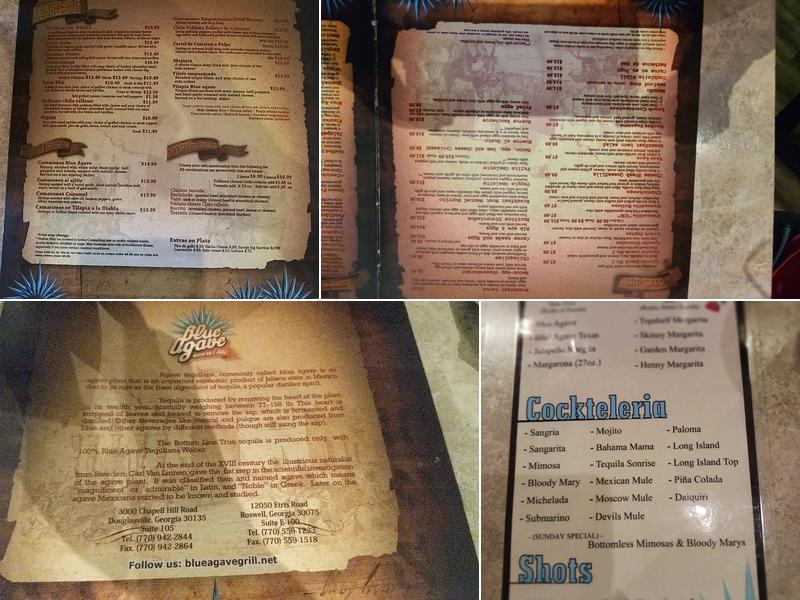 Blue Agave Menu