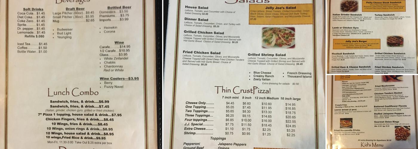 Jolly Joes Cafe Menu