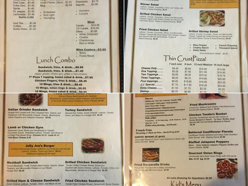 Jolly Joes Cafe Menu