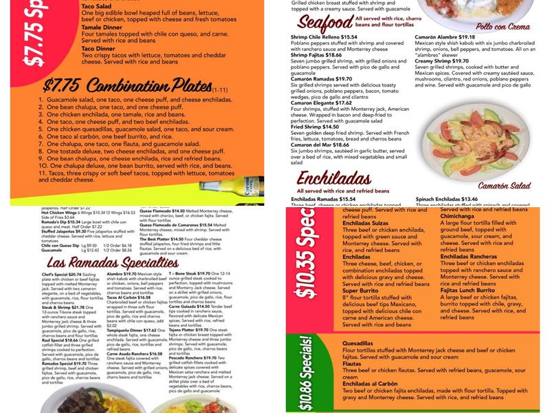Las Ramadas Mexican Grill & Bar Menu