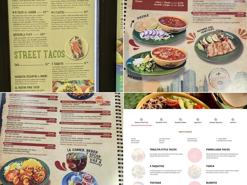 Taquerias Arandas Menu