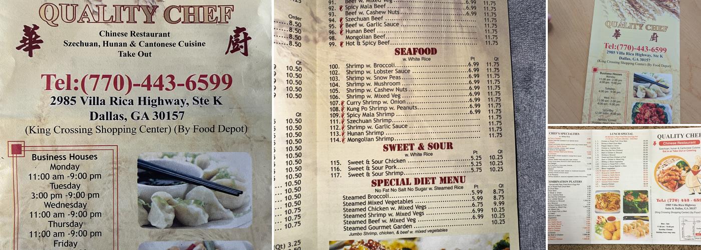 Quality Chef Menu