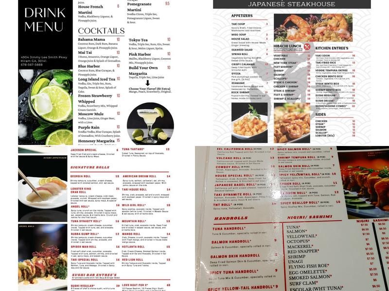 Taki Japanese Steakhouse Menu