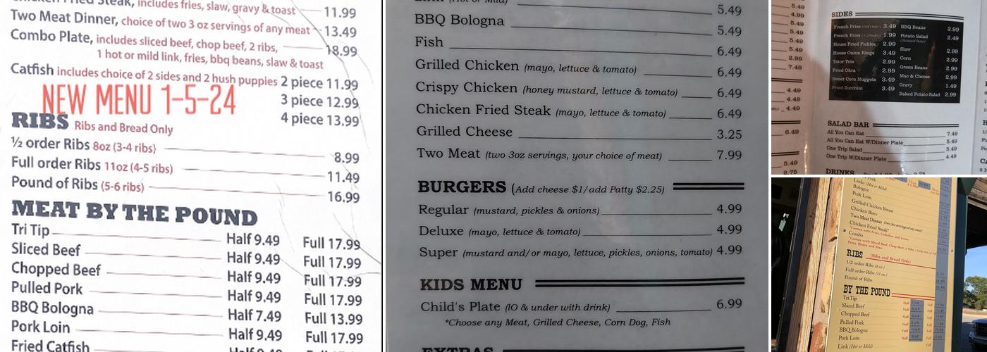 My Place BBQ Tahlequah Menu