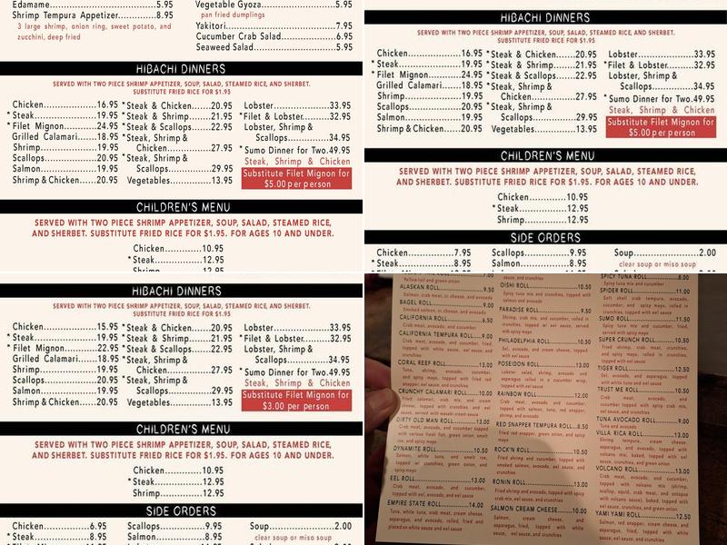 Sumo Japanese Steakhouse Menu