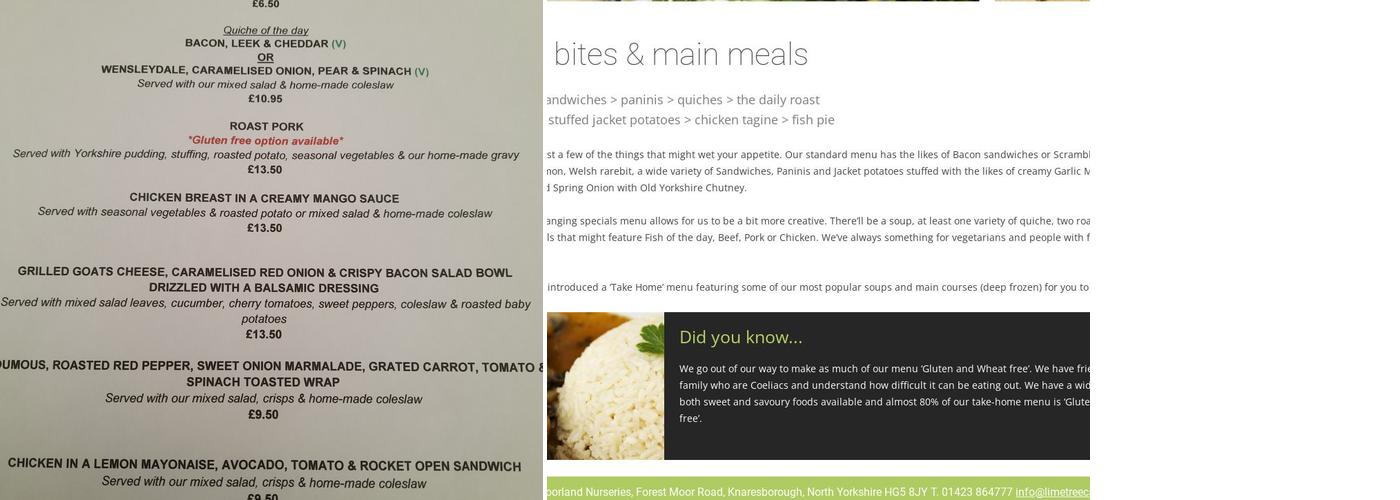 The Lime Tree Cafe Menu