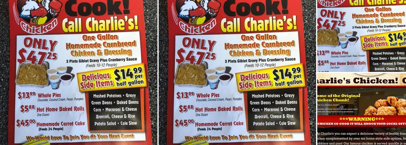 Charlie's Chicken Menu