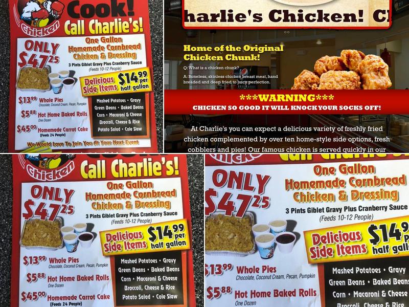 Charlie's Chicken Menu