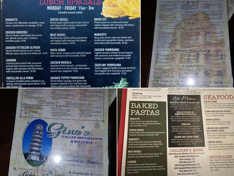Gino's Menu