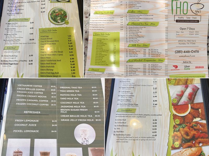 Pho An 3 Menu