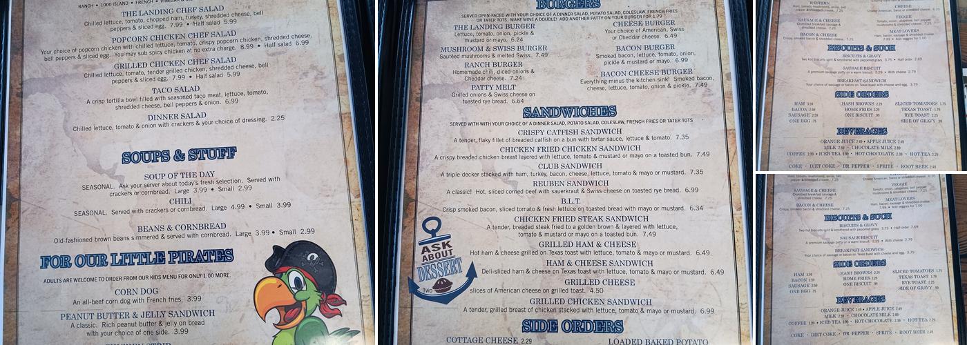 Landing Cafe Menu