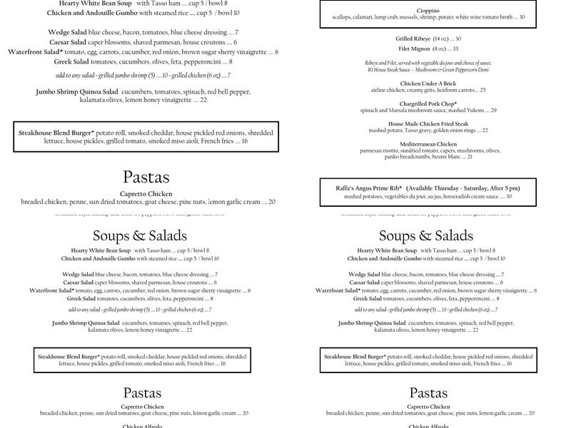 Raffa's Menu