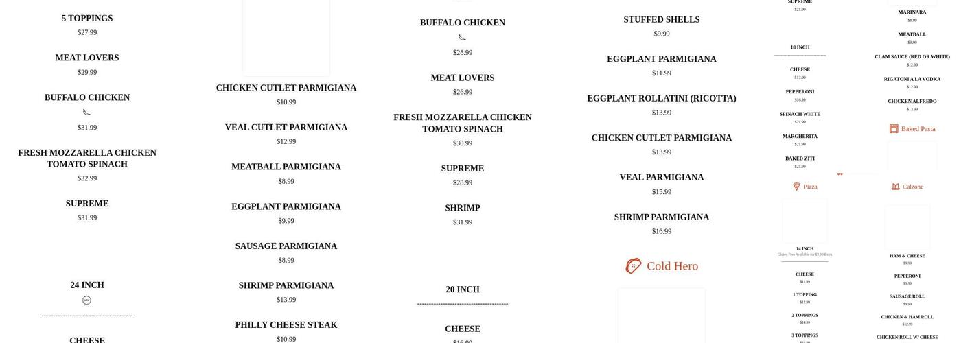 Tony's New York Pizza II Menu