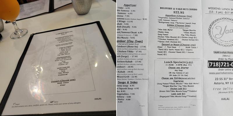 Yaar Menu